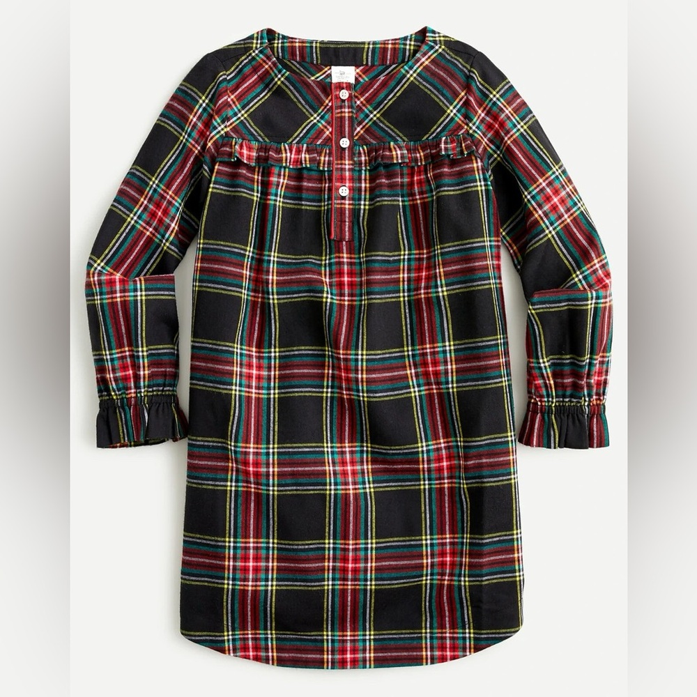 CREWCUTS J. Crew Girls' Holiday Tartan Plaid Flannel Christmas Nightgown Size 10